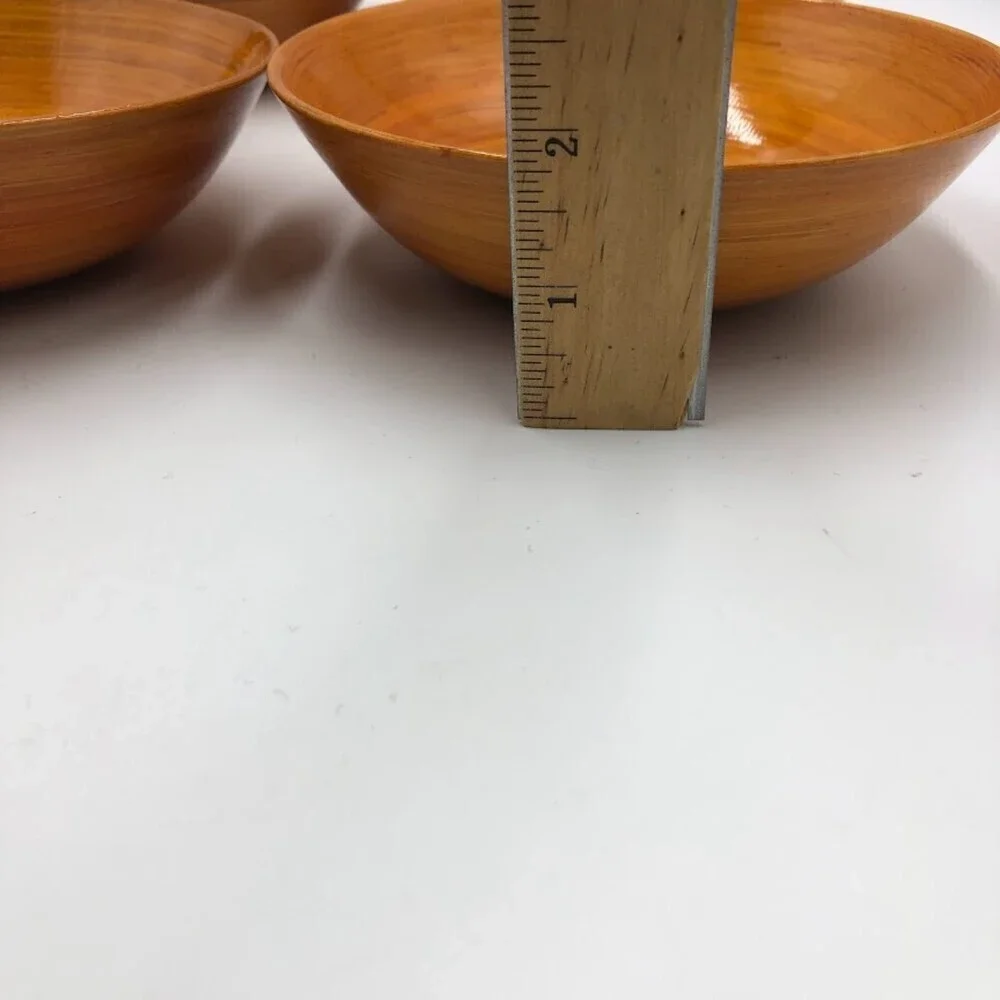Vintage MCM Salad Bowl Set Orange Swirl Dinnerware 5 Pieces Collectible